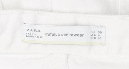 Zara Women's White Distressed Straight Jeans Size 8