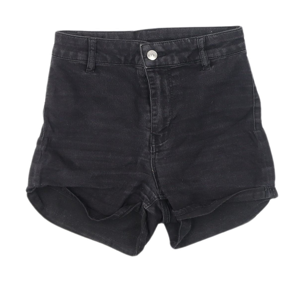 H&M Women's Black High-Rise Cut-Off Denim Shorts, Size 8
