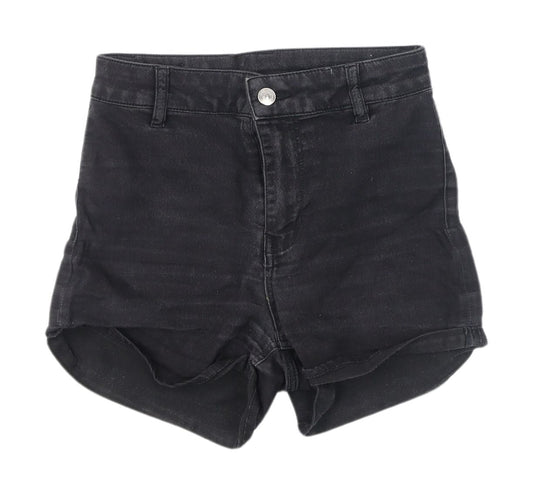 H&M Women's Black High-Rise Cut-Off Denim Shorts, Size 8