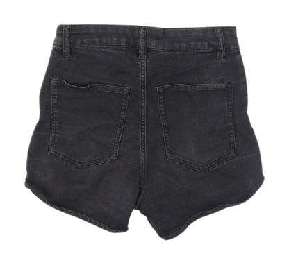 H&M Women's Black High-Rise Cut-Off Denim Shorts, Size 8