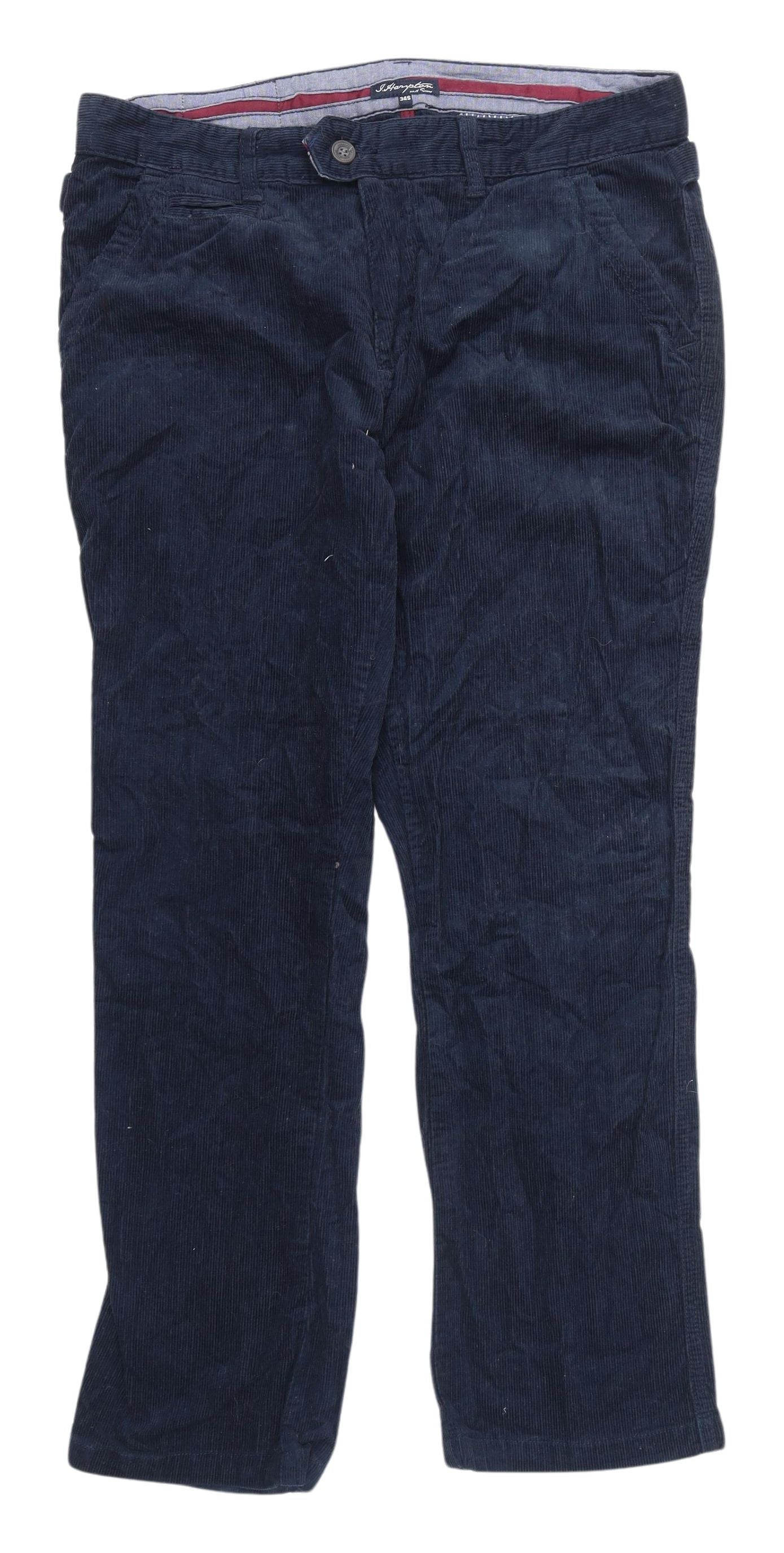I.Hampton Men's Blue Corduroy Chino Trousers 34S