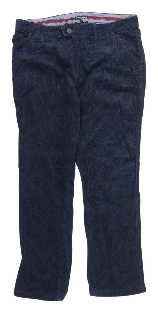 I.Hampton Men's Blue Corduroy Chino Trousers 34S