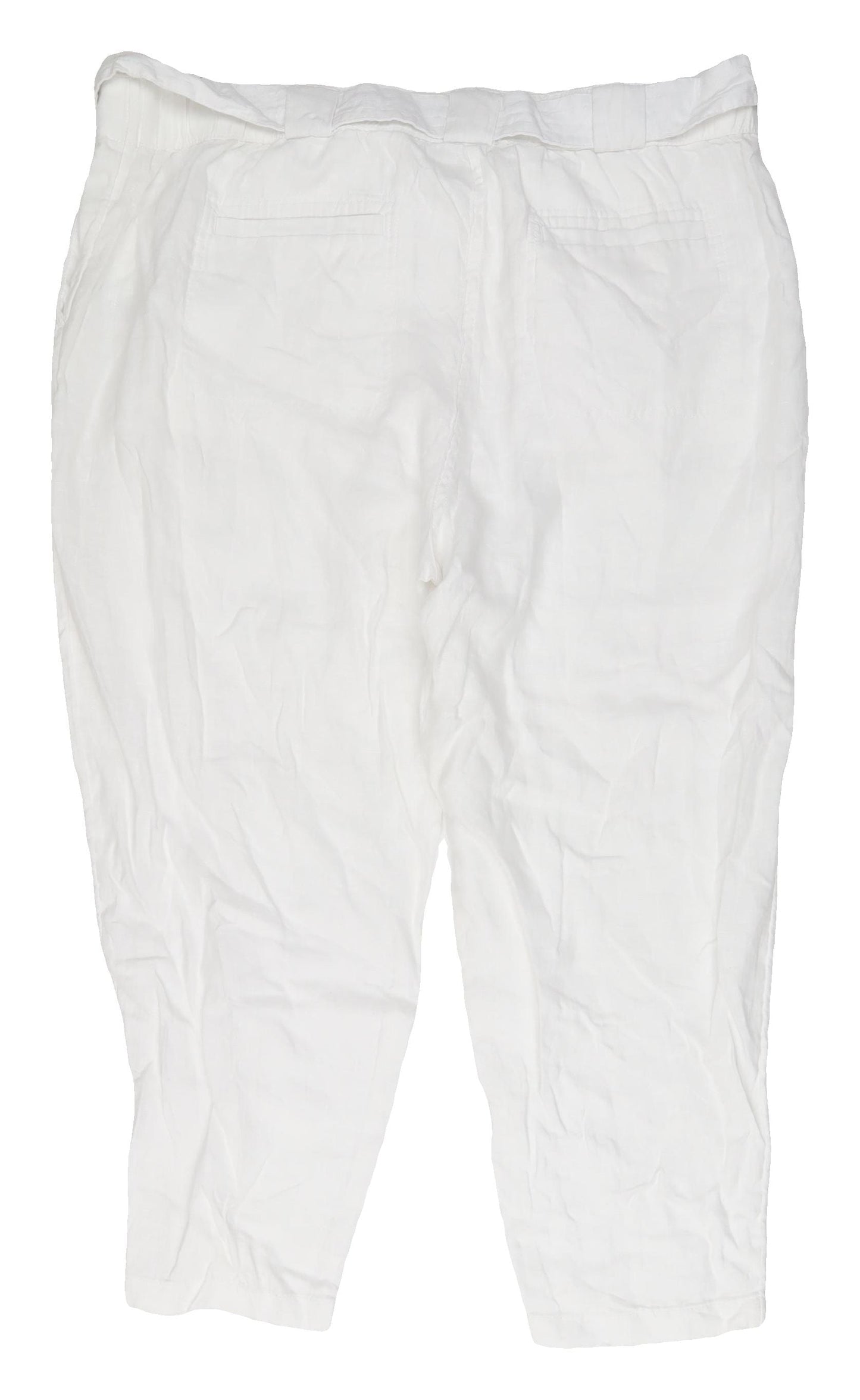 Womens UK Size 22 Marks and Spencer Relaxed Fit Paperbag White Trousers
