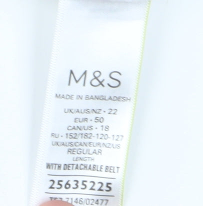 Womens UK Size 22 Marks and Spencer Relaxed Fit Paperbag White Trousers