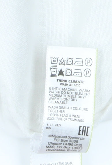 Womens UK Size 22 Marks and Spencer Relaxed Fit Paperbag White Trousers