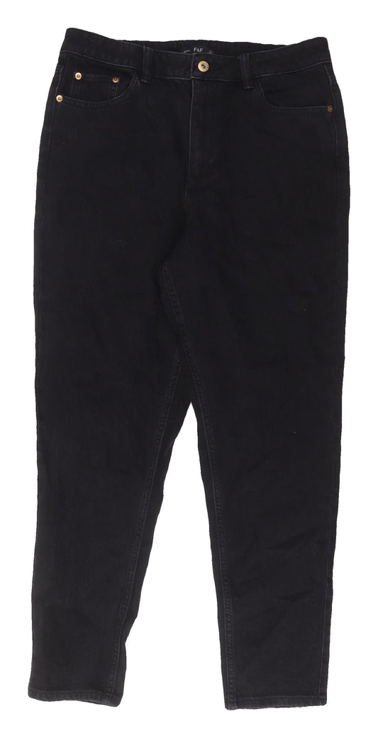 F&F Women's Black Regular Straight Jeans - Size 12