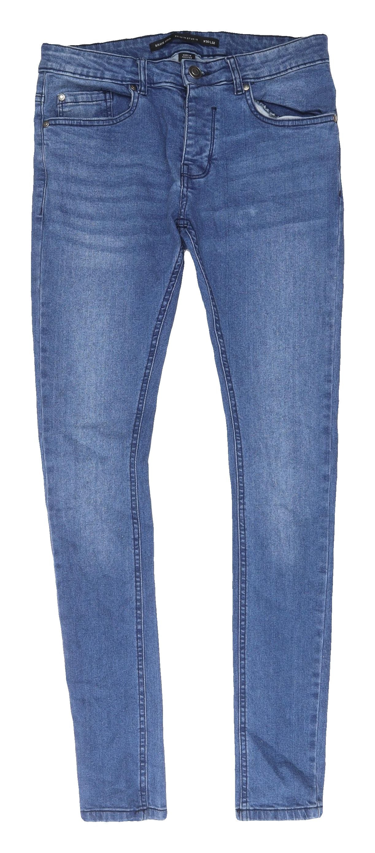Mens UK Size M Brave Soul Slim Fit Skinny Blue Jeans