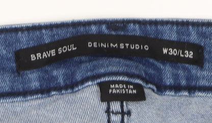 Mens UK Size M Brave Soul Slim Fit Skinny Blue Jeans