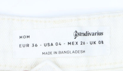 Stradivarius Women's White Mom Shorts Size 8