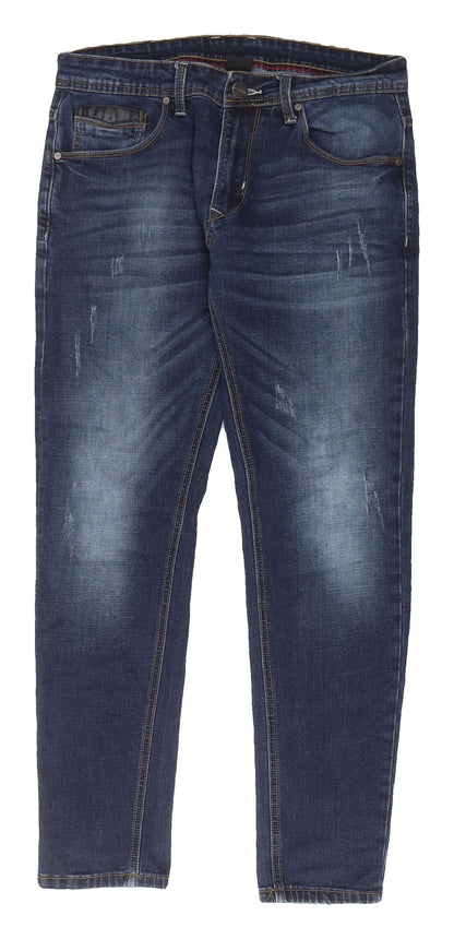 Mens UK Size 32S Born Rich Slim Fit Straight Blue Jeans