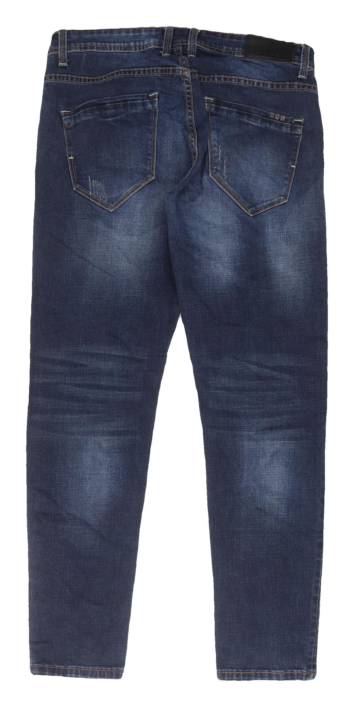 Mens UK Size 32S Born Rich Slim Fit Straight Blue Jeans