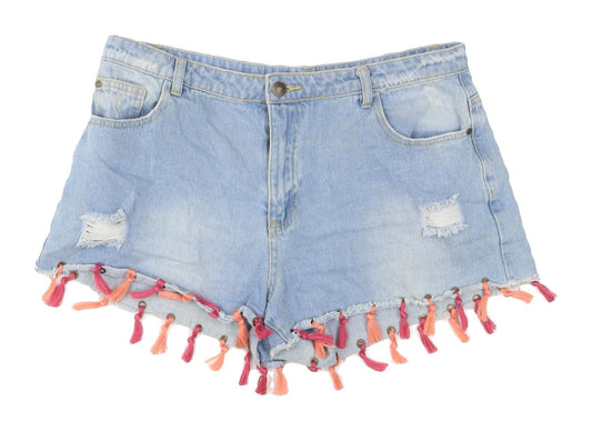 Denim Co. Women's Blue Cut-Off Denim Shorts Size 14