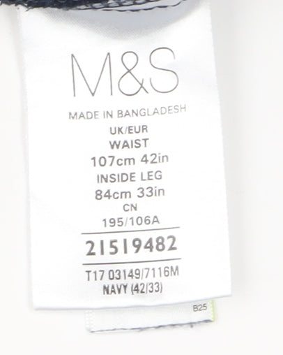 Marks and Spencer Men's Blue Corduroy Trousers - Size 42