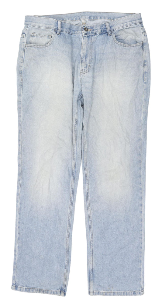 George Men's Blue Straight Fit Denim Jeans 36W 32L