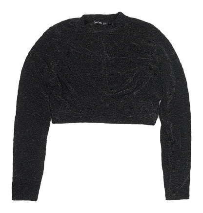 Boohoo Women's Black Cropped Blouse UK 18
