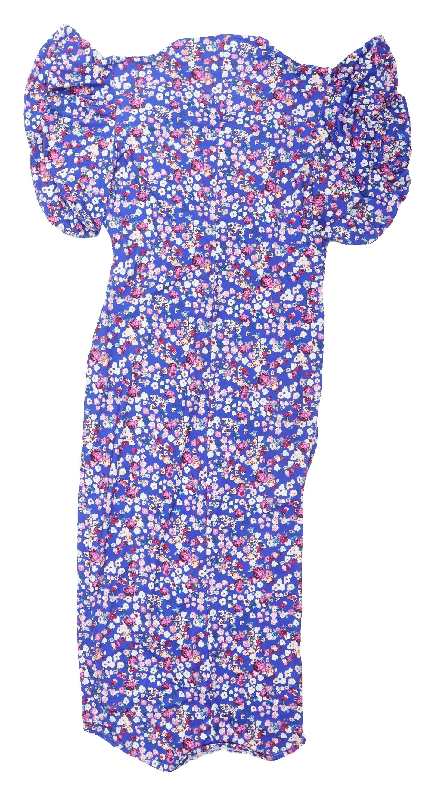 JQ by Jenerique Women's Floral Midi Blue Wrap Dress