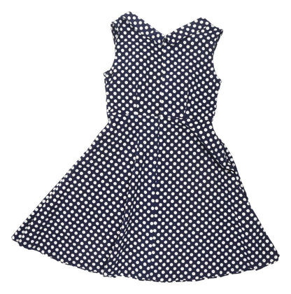 MIUSOL Womens Blue Polka Dot Fit & Flare Dress L