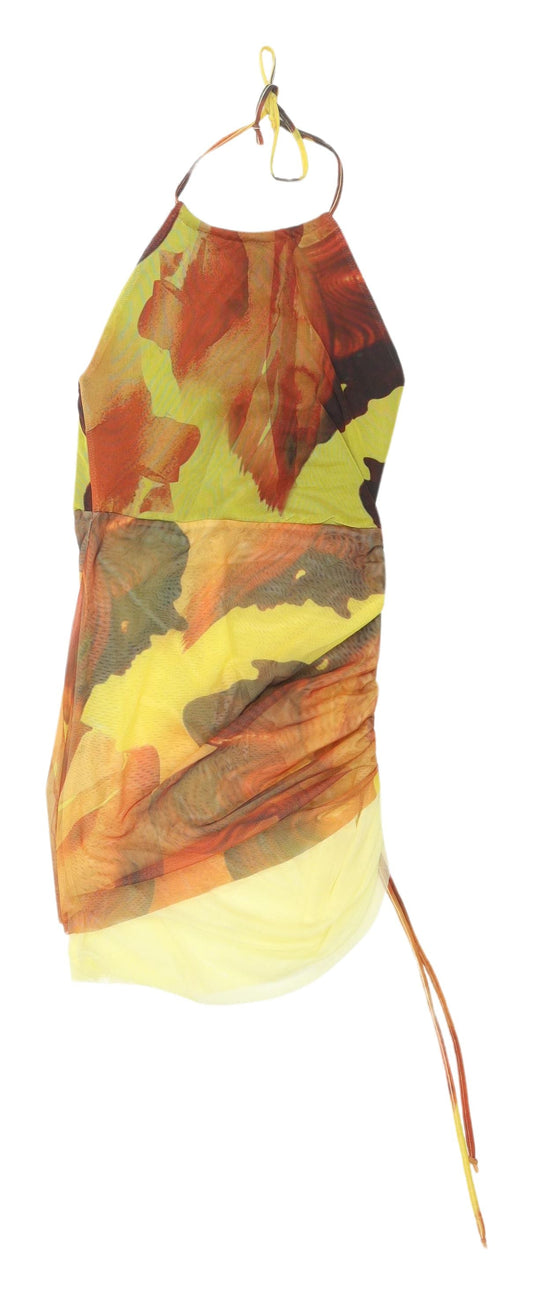 PrettyLittleThing Women's Multicoloured Halter Slip Dress