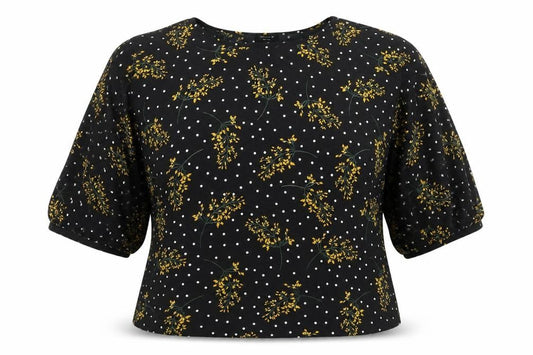 Front view of JD Williams Women's Black Floral Kimono Blouse, size 18