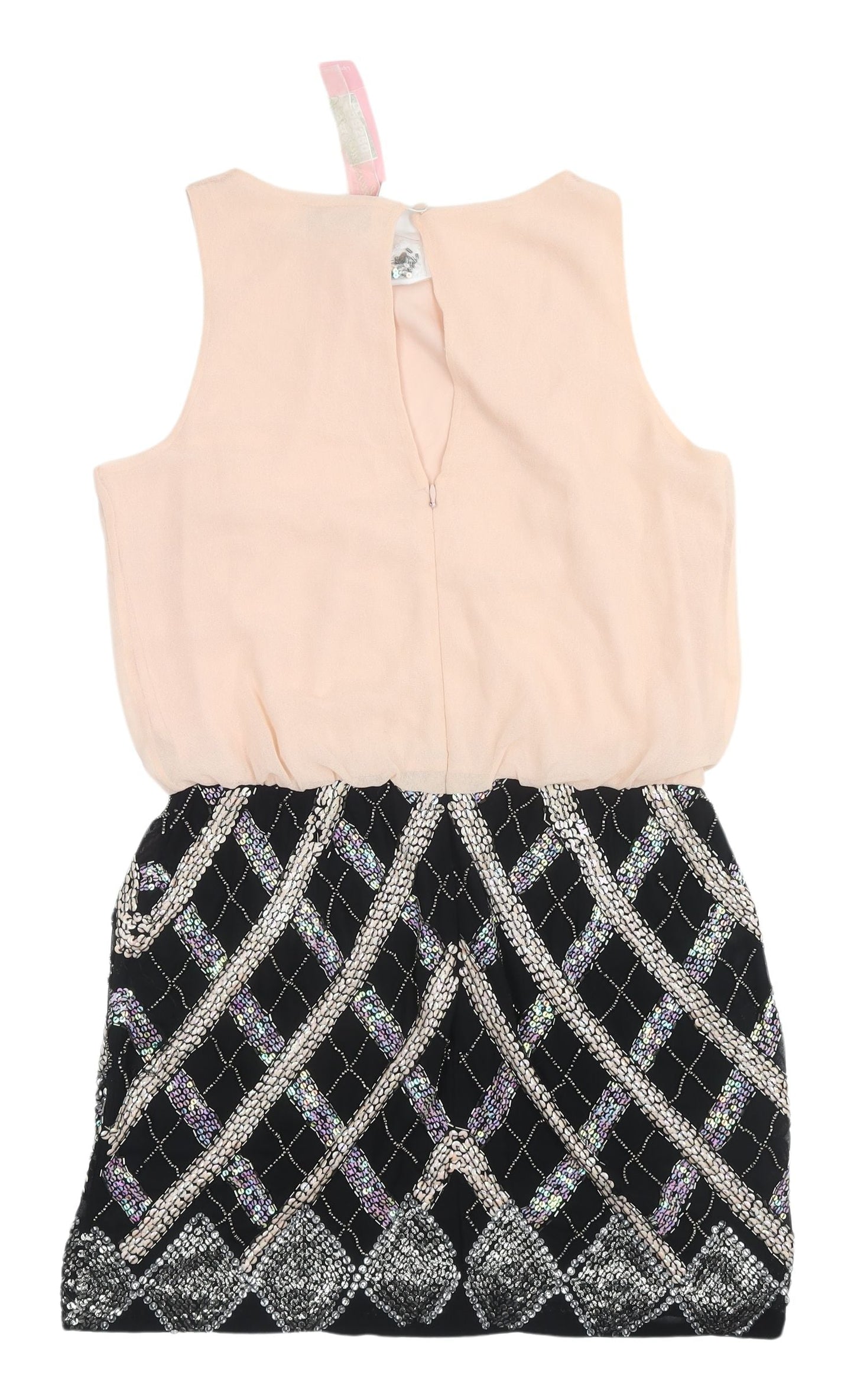 Lipsy Women's Beige & Black Sequin Mini Dress, UK 12