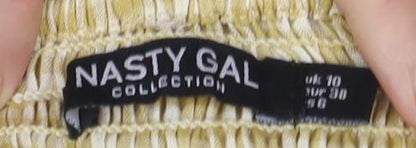 Nasty Gal Yellow Check Cropped Blouse, Size 10