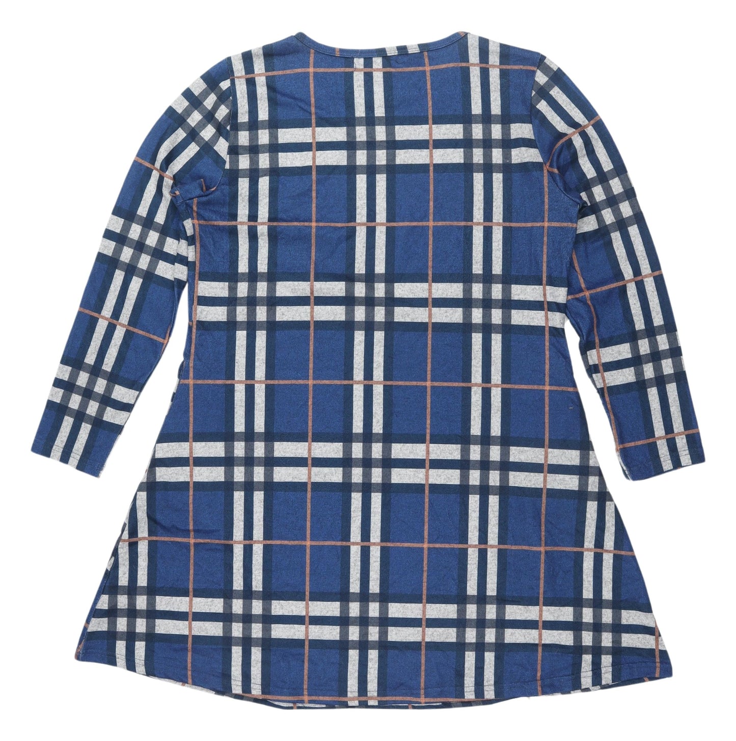MIROL Women's Blue Plaid A-Line Dress XL