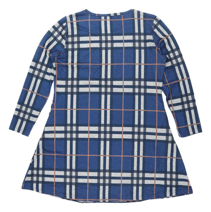 MIROL Women's Blue Plaid A-Line Dress XL