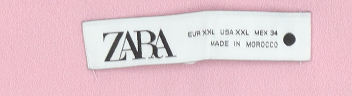Womens UK Size XXL Zara Regular Fit Straight Pink Trousers