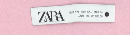 Womens UK Size XXL Zara Regular Fit Straight Pink Trousers