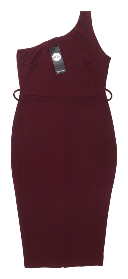 Boohoo Women's Red One Shoulder Bodycon Dress