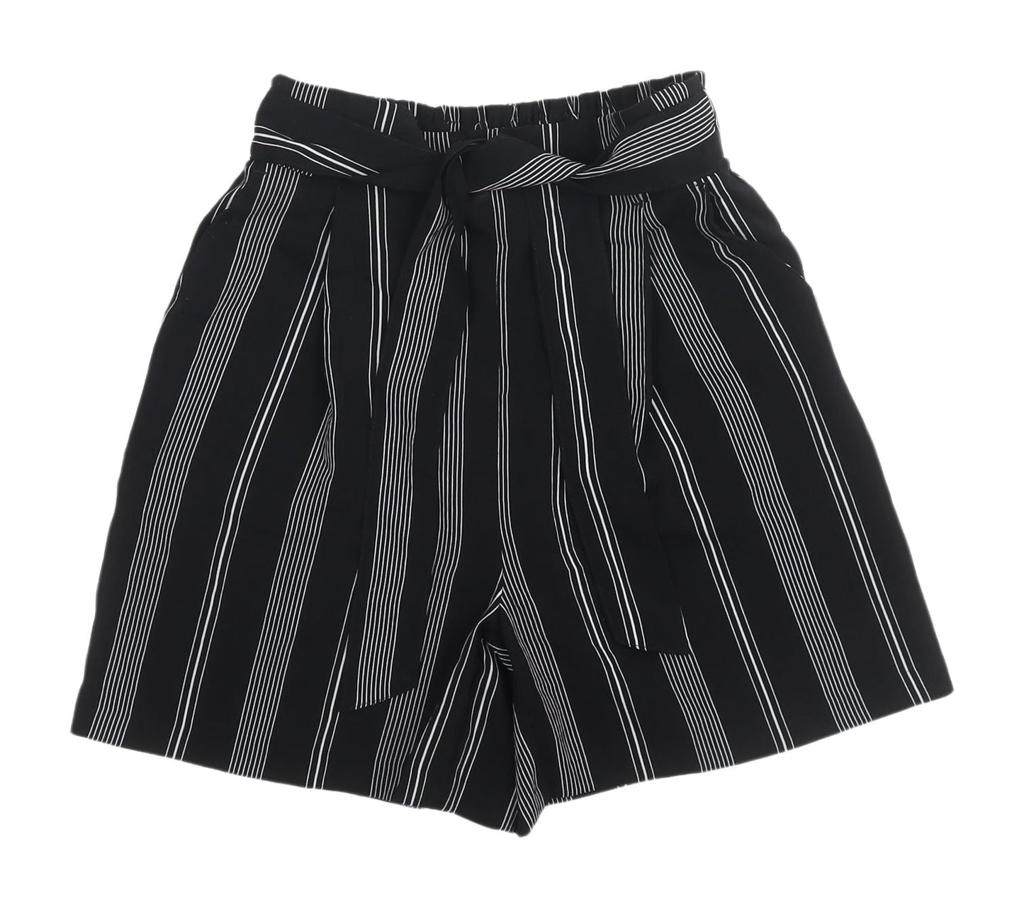 New Look Women's Black Striped Paperbag Shorts