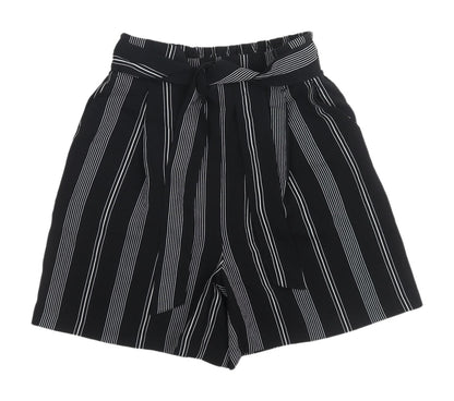 New Look Women's Black Striped Paperbag Shorts