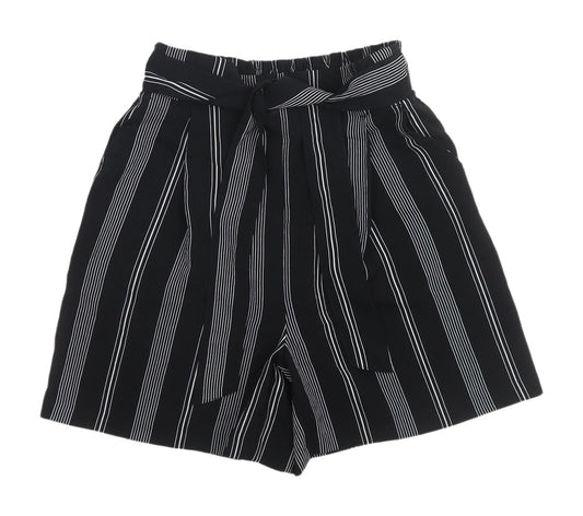 New Look Women's Black Striped Paperbag Shorts