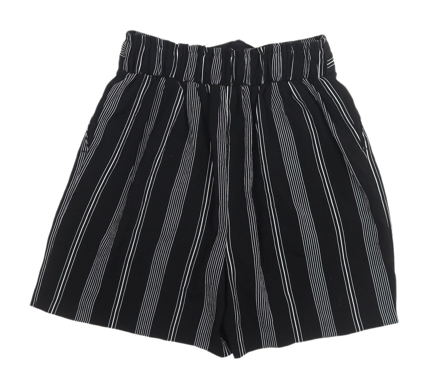 New Look Women's Black Striped Paperbag Shorts