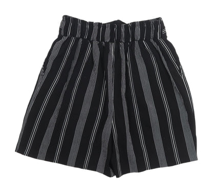 New Look Women's Black Striped Paperbag Shorts