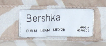 Bershka Women's Beige Animal Print Button-Up Shirt M