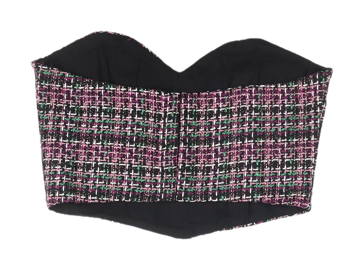Womens UK Size M Zara Multicoloured Cropped Blouse