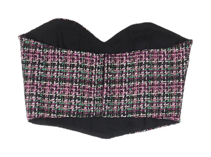 Womens UK Size M Zara Multicoloured Cropped Blouse