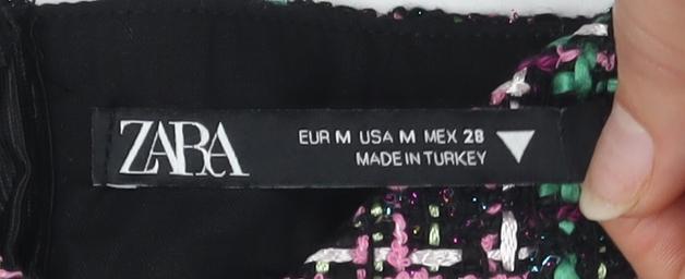 Womens UK Size M Zara Multicoloured Cropped Blouse