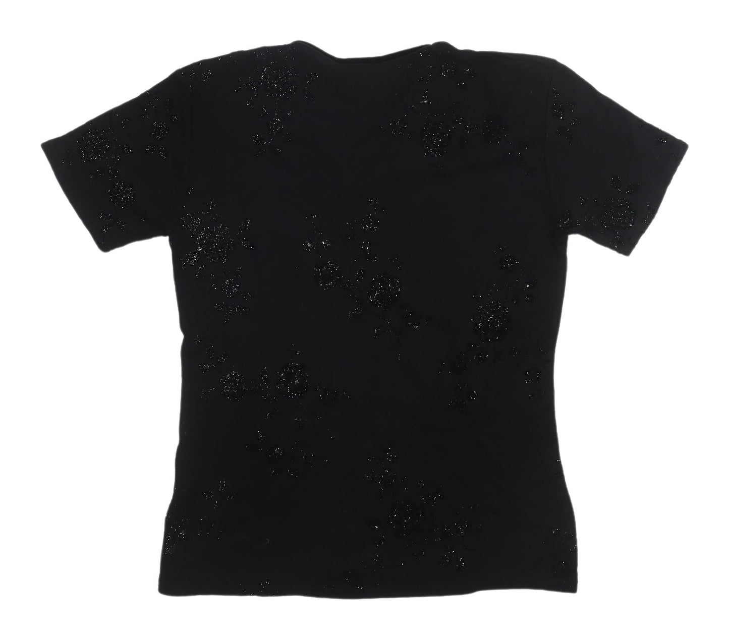 Bon Marché Black Sequin Women's T-Shirt, Size S, Casual Chic
