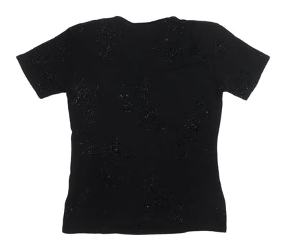 Bon Marché Black Sequin Women's T-Shirt, Size S, Casual Chic