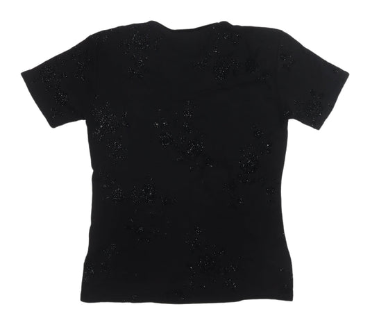 Bon Marché Black Sequin Women's T-Shirt, Size S, Casual Chic