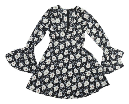 New Look Women's Floral Black A-Line Dress Size 8