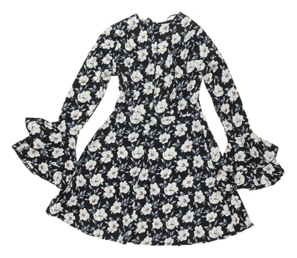 New Look Women's Floral Black A-Line Dress Size 8