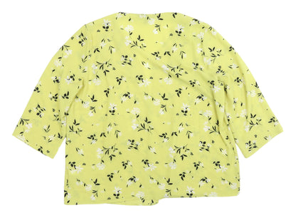 Bonmarché Women's Yellow Floral Blouse 3/4 Sleeve Size 18