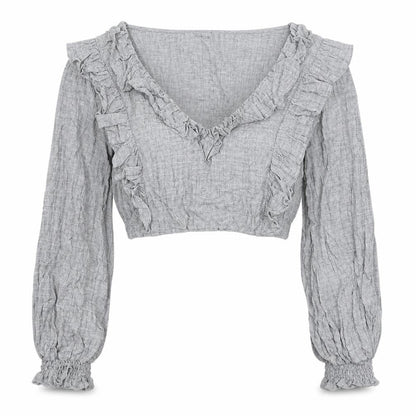Womens UK Size 12 Zara Grey Cropped Blouse