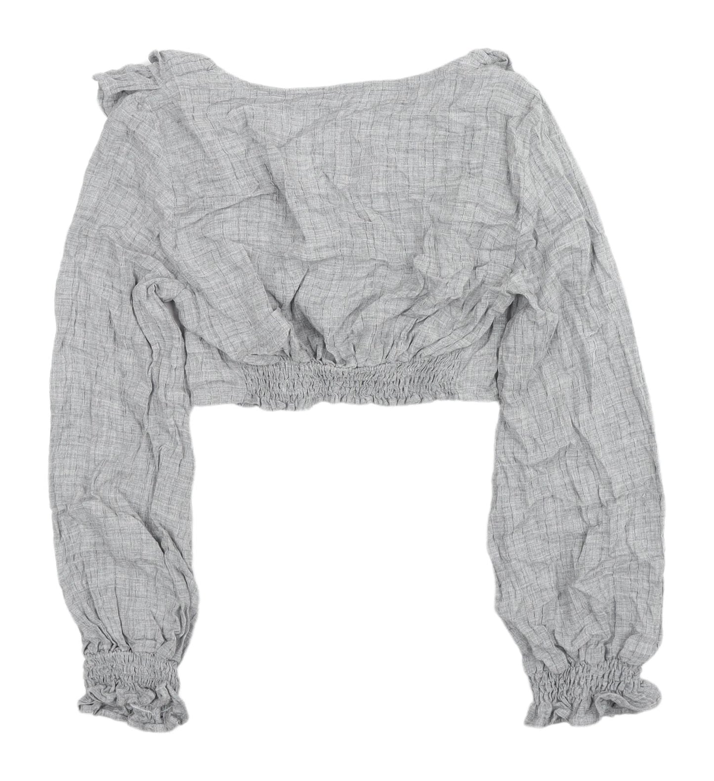 Womens UK Size 12 Zara Grey Cropped Blouse