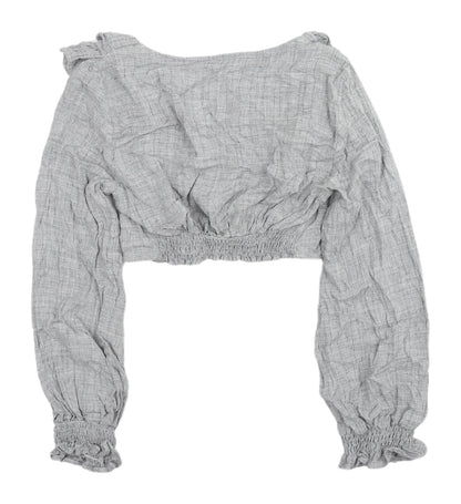 Womens UK Size 12 Zara Grey Cropped Blouse