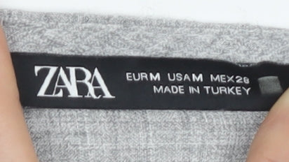 Womens UK Size 12 Zara Grey Cropped Blouse