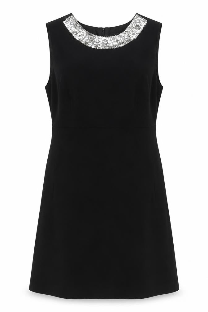 Next Women's Black Shift Dress, Size 16, Sequin Detail